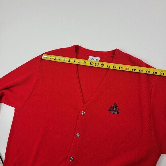 Izod Sweater Mens XL Red Cardigan Button Up Embroidered Preppy Dress Vintage 90s - Picture 7 of 10